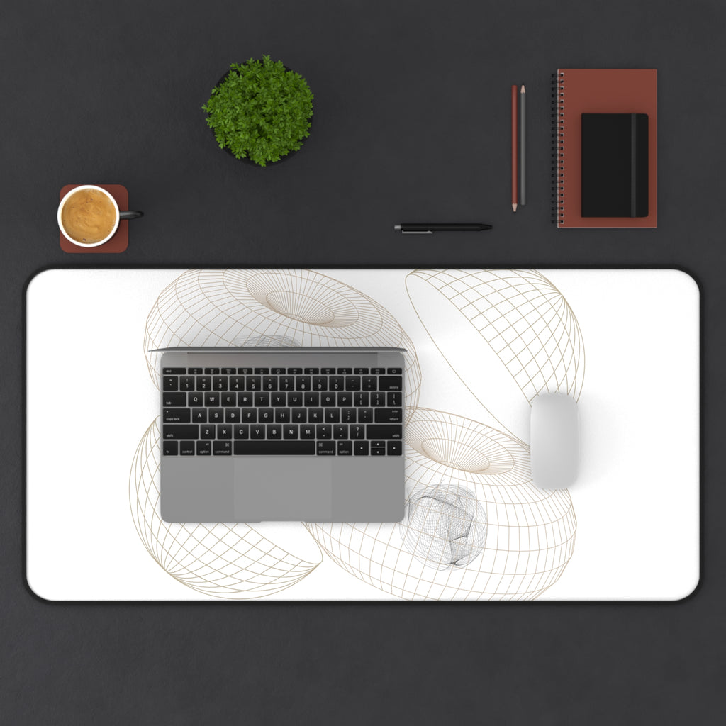Geometric Wireframe Desk Mat — Minimal 3D Torus Design for Modern Workspaces