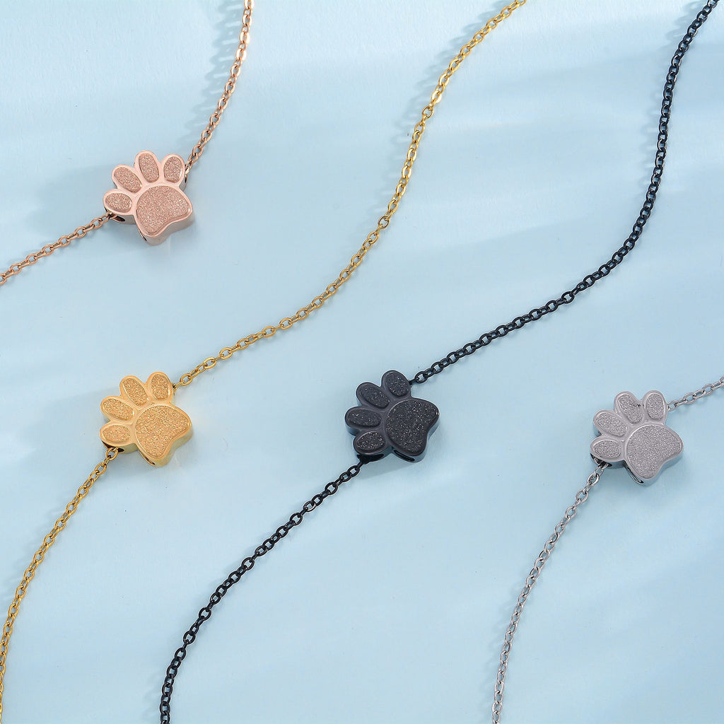 Lovely Stainless Steel Paw Print Perfume Necklace